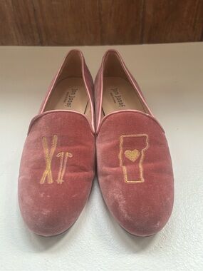 Jon Josef Womens Pink Velvet Flat Loafers Size 10 Spain